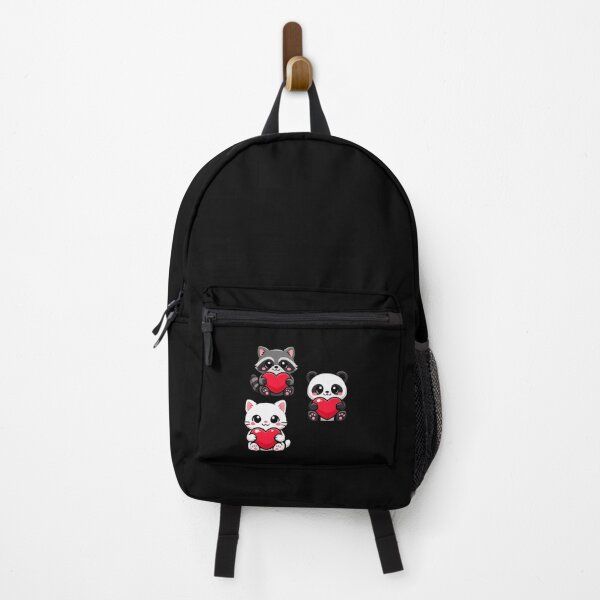 Item preview, Un adorable chat, un panda et un raton laveur tenant des cœurs, une magnifique illustration pour la Saint-Valentin designed and sold by Ach&Koor.