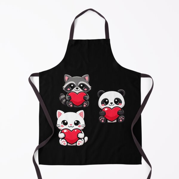 Item preview, Un adorable chat, un panda et un raton laveur tenant des cœurs, une magnifique illustration pour la Saint-Valentin designed and sold by Ach&Koor.