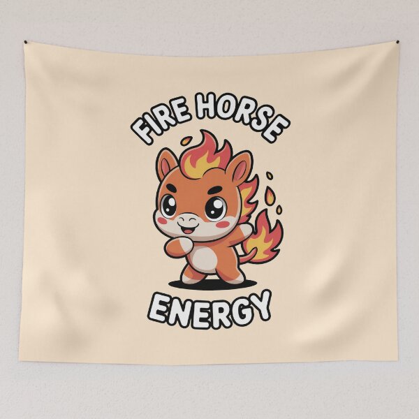 Item preview, Fire Horse Energy – Cute Kawaii Flame Horse Illustration designed and sold by NaturEdeN.