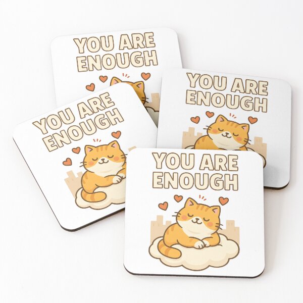Item preview, Cute Cat Self Love Quote You Are Enough Cartoon Design. designed and sold by The-T-In-Retro.