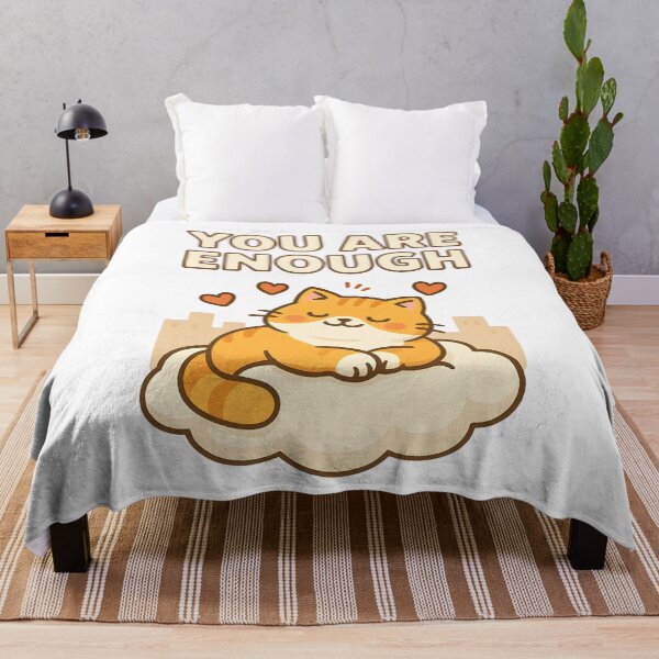 Item preview, Cute Cat Self Love Quote You Are Enough Cartoon Design. designed and sold by The-T-In-Retro.