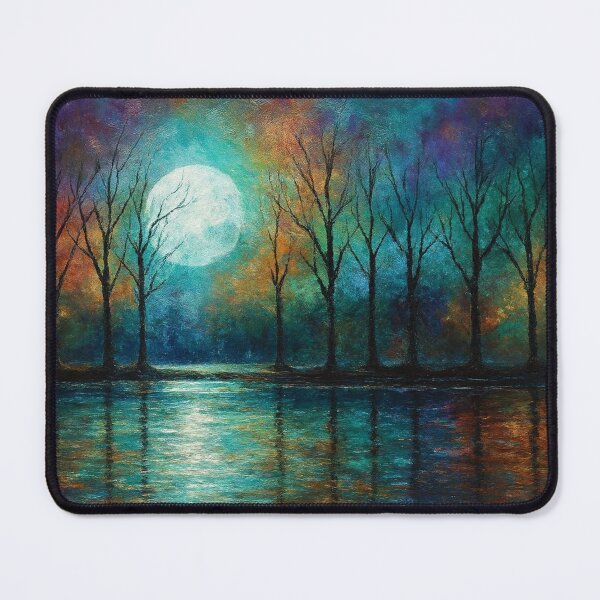 Item preview, Lunar Veil - Silhouetted Trees in Teal Twilight designed and sold by Joey Santiago.