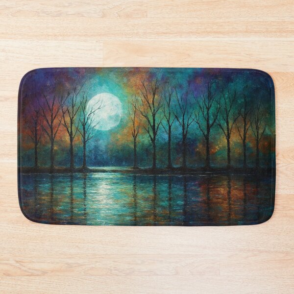Item preview, Lunar Veil - Silhouetted Trees in Teal Twilight designed and sold by Joey Santiago.