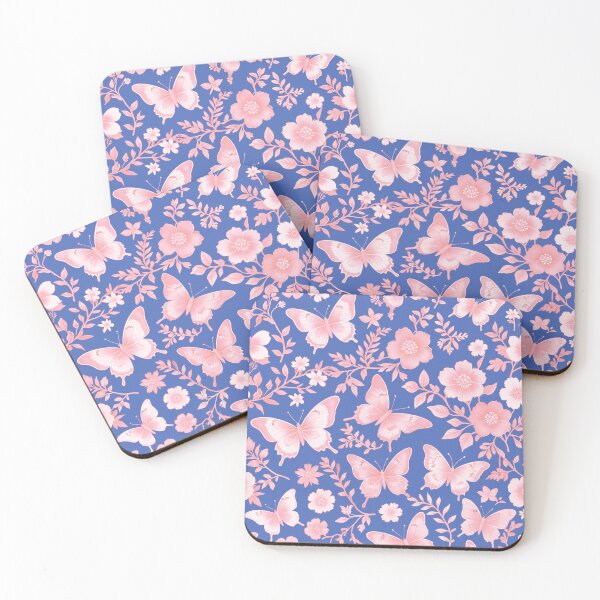 Item preview, Pink Butterfly on Blue Background designed and sold by Sharon Schwalbe.