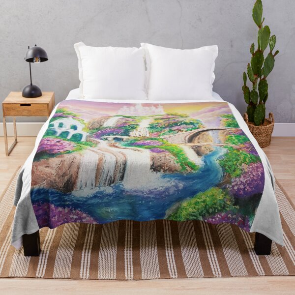Item preview, Enchanted Elven City Above the River designed and sold by ZiehrArt.