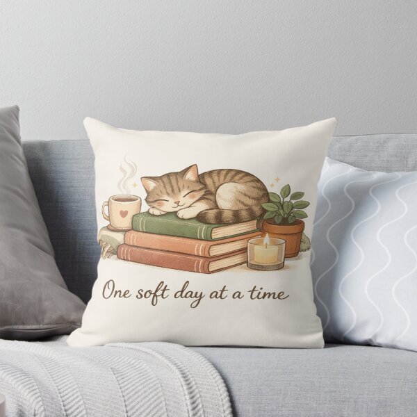 Item preview, Un día suave a la vez – Ilustración de un gato acogedor y libros designed and sold by Lavoretty.