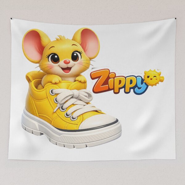 Item preview, Zippy Yellow Mouse Sneaker Mascot Graphic Tee designed and sold by Zippy Creation.