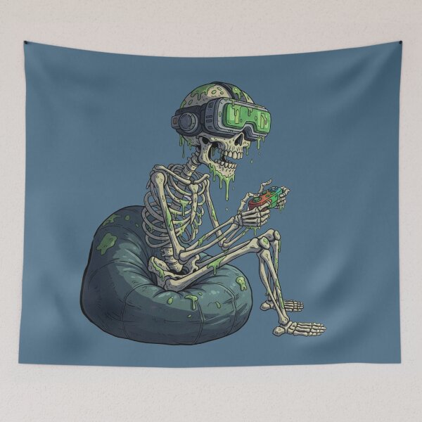 Item preview, Pixel Bones: VR Gaming Skeleton Kid designed and sold by unthinkabletees.