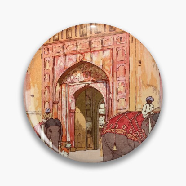 Artikelvorschau, Holzschnitt von Hiroshi Yoshida | Jantar Mantar Gate Jaipur | Japanische und westliche Kunst | Lebendige Indien-Szene | Pink City-Architektur entworfen und verkauft von artofuniverse.