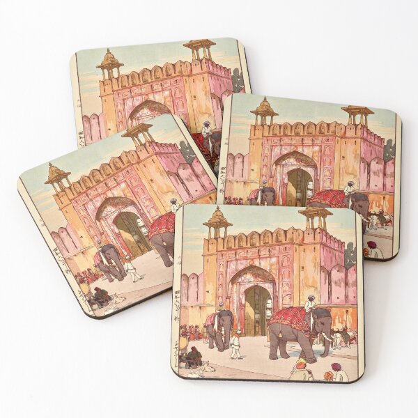 Item preview, Hiroshi Yoshida Woodblock Print | Jantar Mantar Gate Jaipur | Japanese & Western Art | Vibrant India Scene | Pink City Architecture designed and sold by artofuniverse.