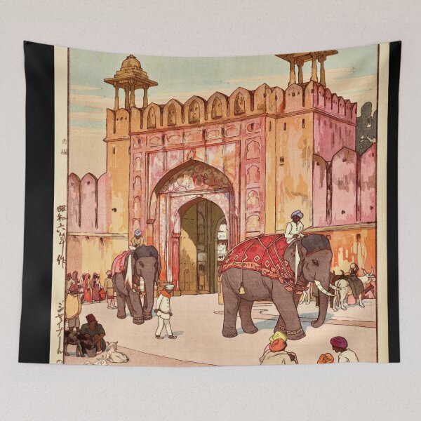 Item preview, Hiroshi Yoshida Woodblock Print | Jantar Mantar Gate Jaipur | Japanese & Western Art | Vibrant India Scene | Pink City Architecture designed and sold by artofuniverse.