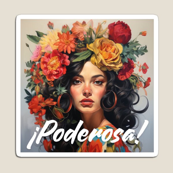 Item preview, ¡Poderosa! Latina Strength & Floral Crown Portrait designed and sold by Cafecito & Cultura.