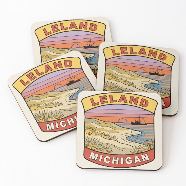 Item preview, Leland Michigan - Vintage Lake Michigan Sunset Design designed and sold by TheOldMittenIllustrated.