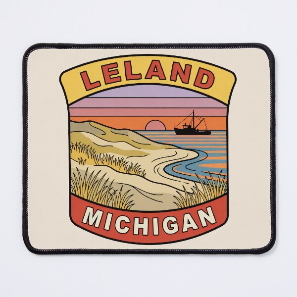 Item preview, Leland Michigan - Vintage Lake Michigan Sunset Design designed and sold by TheOldMittenIllustrated.