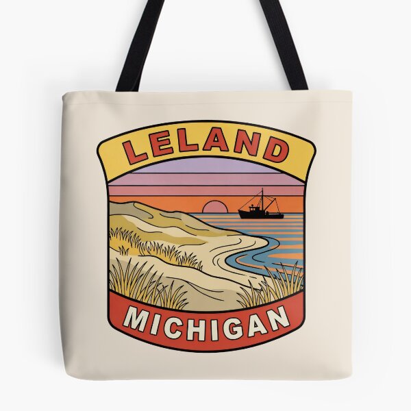 Item preview, Leland Michigan - Vintage Lake Michigan Sunset Design designed and sold by TheOldMittenIllustrated.