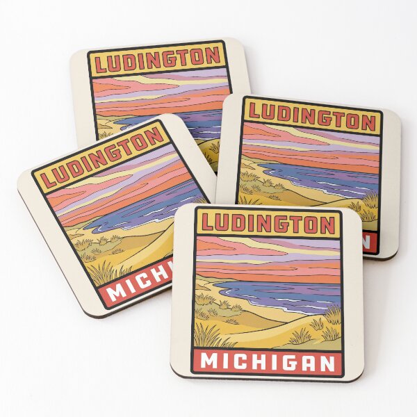 Item preview, Ludington Michigan - Vintage Lake Michigan Sunset Design designed and sold by TheOldMittenIllustrated.
