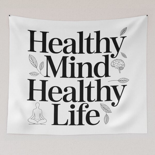 Item preview, Healthy Mind Healthy Life - Mental Wellness & Fitness Quote designed and sold by Haji  Kamora.