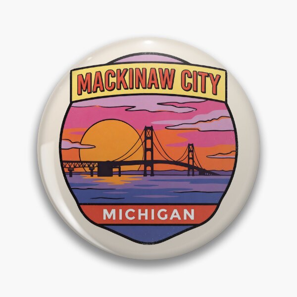 Item preview, Mackinaw City Michigan - Vintage Lake Michigan Sunset Design designed and sold by TheOldMittenIllustrated.