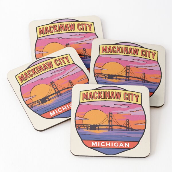 Item preview, Mackinaw City Michigan - Vintage Lake Michigan Sunset Design designed and sold by TheOldMittenIllustrated.