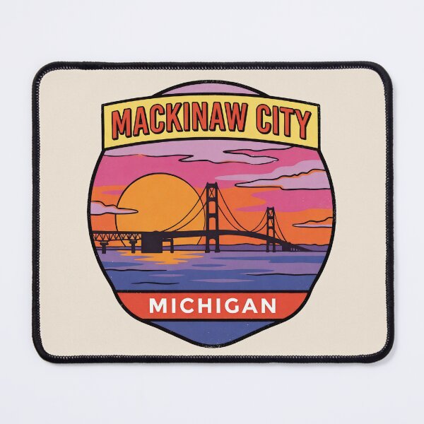 Item preview, Mackinaw City Michigan - Vintage Lake Michigan Sunset Design designed and sold by TheOldMittenIllustrated.