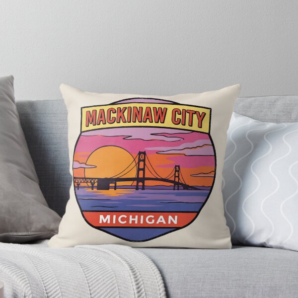 Item preview, Mackinaw City Michigan - Vintage Lake Michigan Sunset Design designed and sold by TheOldMittenIllustrated.