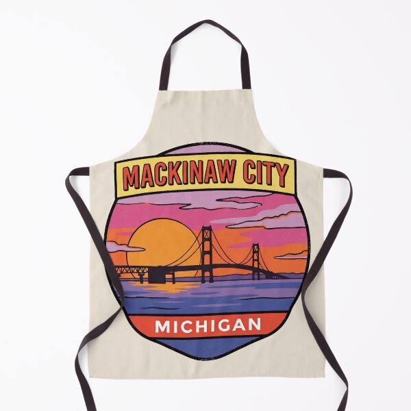 Item preview, Mackinaw City Michigan - Vintage Lake Michigan Sunset Design designed and sold by TheOldMittenIllustrated.