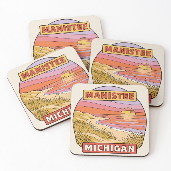 Item preview, Manistee Michigan - Vintage Lake Michigan Sunset Design designed and sold by TheOldMittenIllustrated.