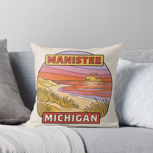 Item preview, Manistee Michigan - Vintage Lake Michigan Sunset Design designed and sold by TheOldMittenIllustrated.