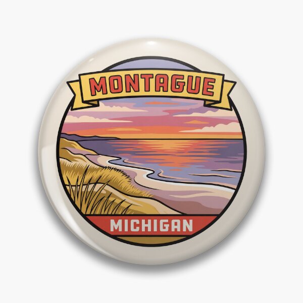 Item preview, Montague Michigan - Vintage Lake Michigan Sunset Design designed and sold by TheOldMittenIllustrated.
