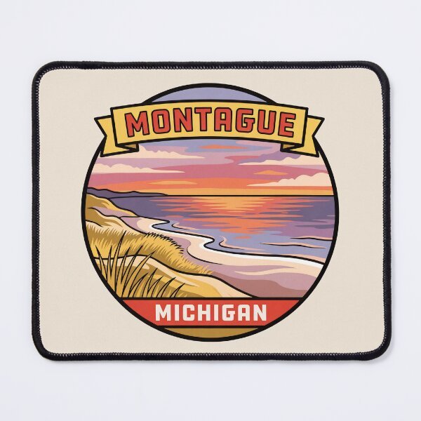 Item preview, Montague Michigan - Vintage Lake Michigan Sunset Design designed and sold by TheOldMittenIllustrated.