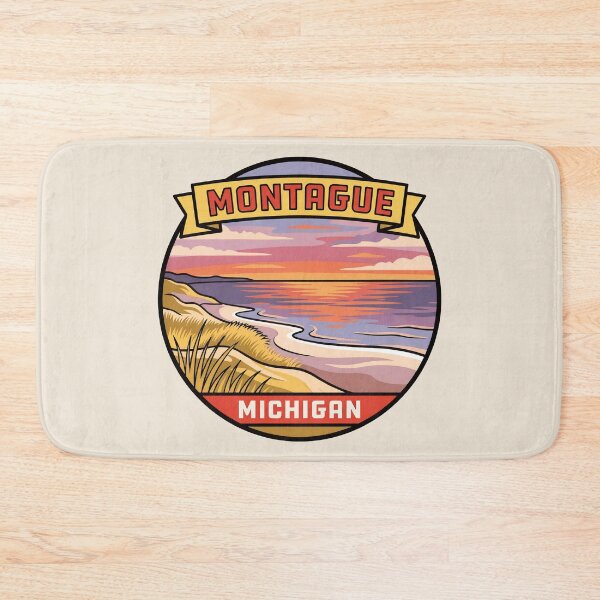 Item preview, Montague Michigan - Vintage Lake Michigan Sunset Design designed and sold by TheOldMittenIllustrated.