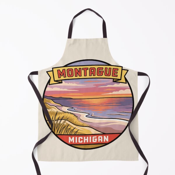 Item preview, Montague Michigan - Vintage Lake Michigan Sunset Design designed and sold by TheOldMittenIllustrated.