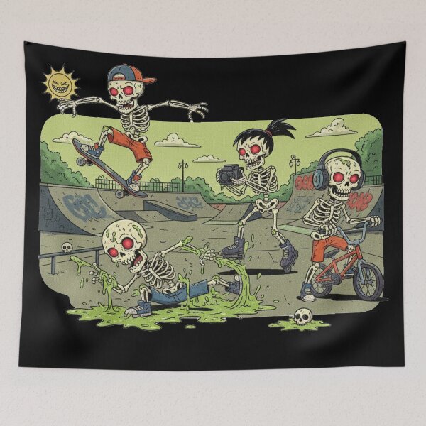 Item preview, Bone Crew Chaos: Skeleton Skatepark Stunt Squad designed and sold by unthinkabletees.
