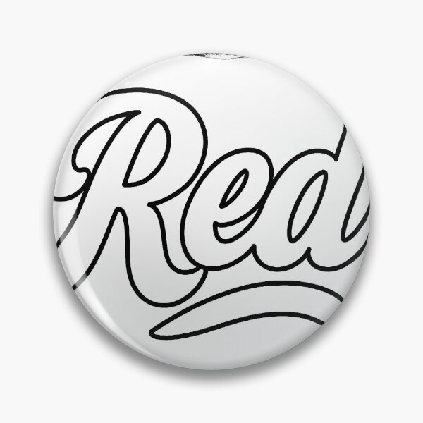 Item preview, "Red" written in cursive, black and white design (negative ver) designed and sold by Moonshroomarts.