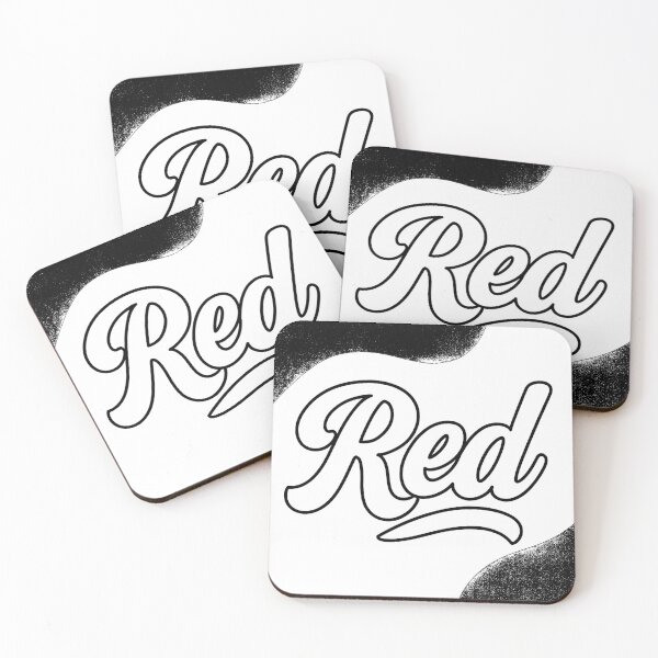 Item preview, "Red" written in cursive, black and white design (negative ver) designed and sold by Moonshroomarts.