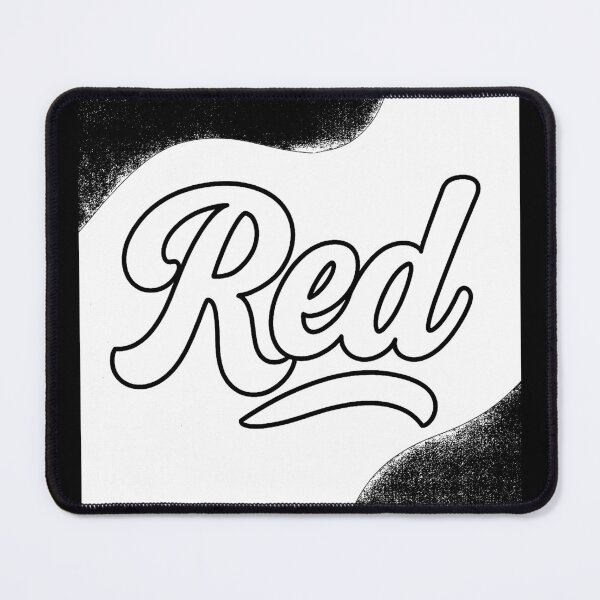 Item preview, "Red" written in cursive, black and white design (negative ver) designed and sold by Moonshroomarts.