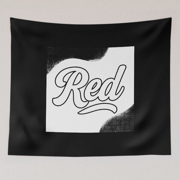 Item preview, "Red" written in cursive, black and white design (negative ver) designed and sold by Moonshroomarts.