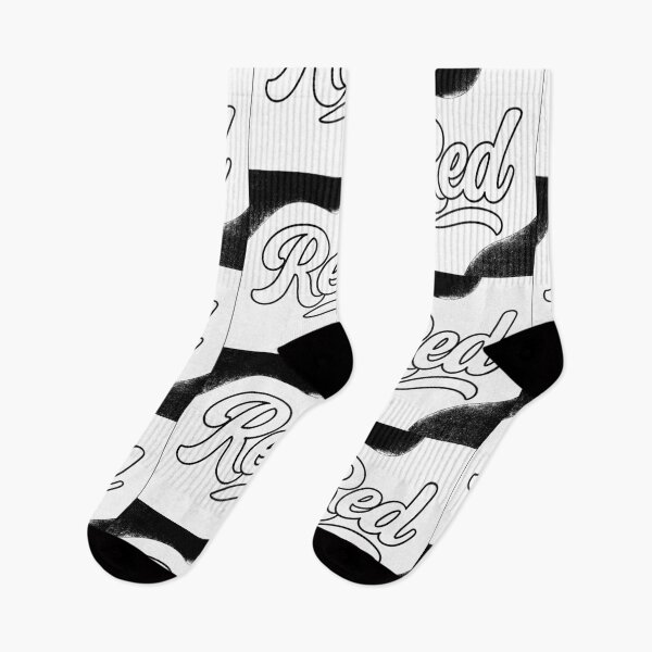 Item preview, "Red" written in cursive, black and white design (negative ver) designed and sold by Moonshroomarts.