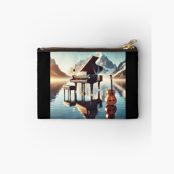 Item preview, Grand Piano & Acoustic Guitar Reflected on a Mountain Lake designed and sold by MySheetMusicArt.
