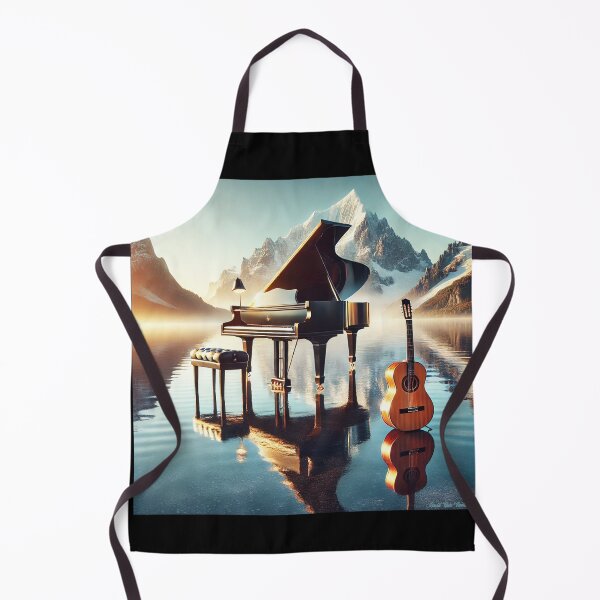 Item preview, Grand Piano & Acoustic Guitar Reflected on a Mountain Lake designed and sold by MySheetMusicArt.