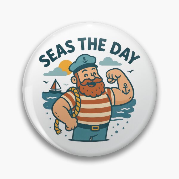 Item preview, Funny Pirate Pun Seas the Day Cartoon Artwork. designed and sold by The-T-In-Retro.
