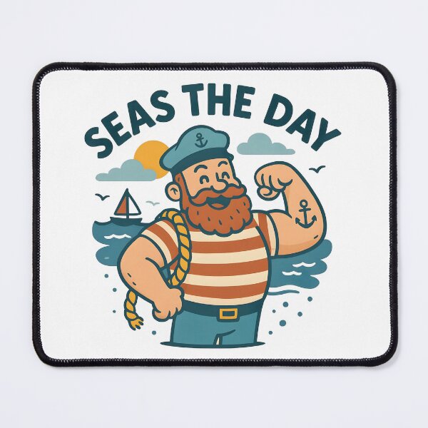 Item preview, Funny Pirate Pun Seas the Day Cartoon Artwork. designed and sold by The-T-In-Retro.