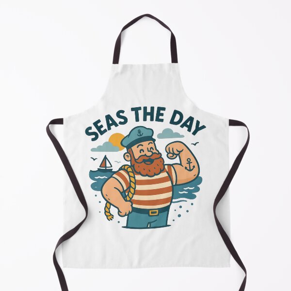 Item preview, Funny Pirate Pun Seas the Day Cartoon Artwork. designed and sold by The-T-In-Retro.