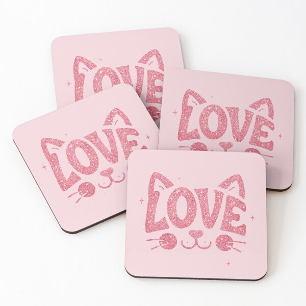 Item preview, Pink Glitter Love Cat Face Sparkle Design designed and sold by LakLuxe studio .