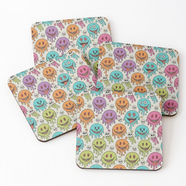 Item preview, Psychedelic Grin & Grim: Melting Smiles and Skulls Pattern designed and sold by unthinkabletees.