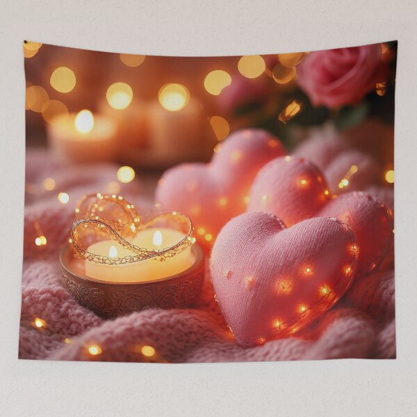 Item preview, Romantic Cozy Hearts with Candle – Valentine’s Day Home Decor designed and sold by AmetistLight.