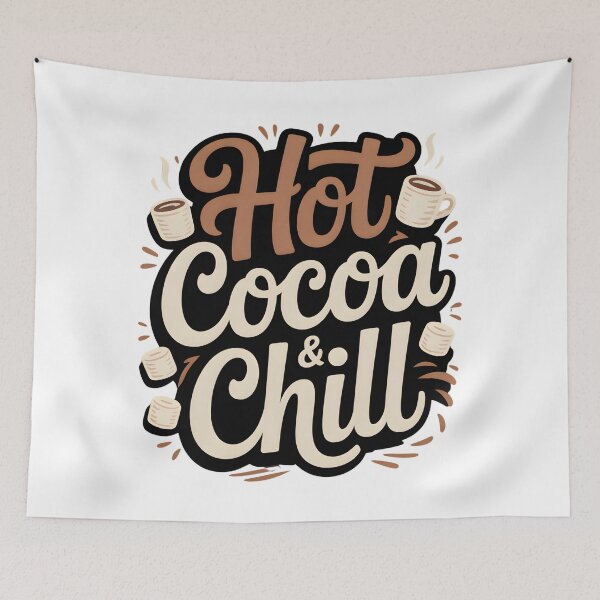 Item preview, Hot Cocoa and Chill - Cozy Winter Vibes - Cute Seasonal Quote designed and sold by Haji  Kamora.