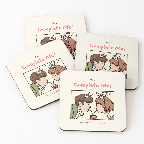 Item preview, You Complete Me – Cute Romantic Couple Valentine Illustration designed and sold by SheetalMourya.