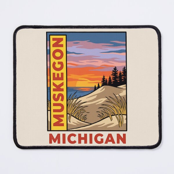 Item preview, Muskegon Michigan - Vintage Lake Michigan Sunset Design designed and sold by TheOldMittenIllustrated.