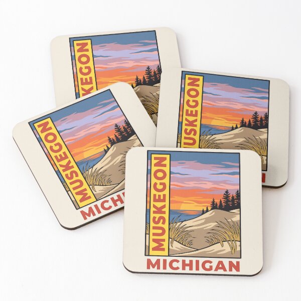 Item preview, Muskegon Michigan - Vintage Lake Michigan Sunset Design designed and sold by TheOldMittenIllustrated.